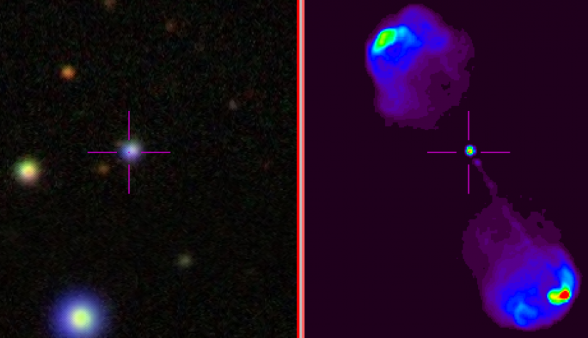 Imagen en óptico y de la emisión en radiofrecuencias de 3C47