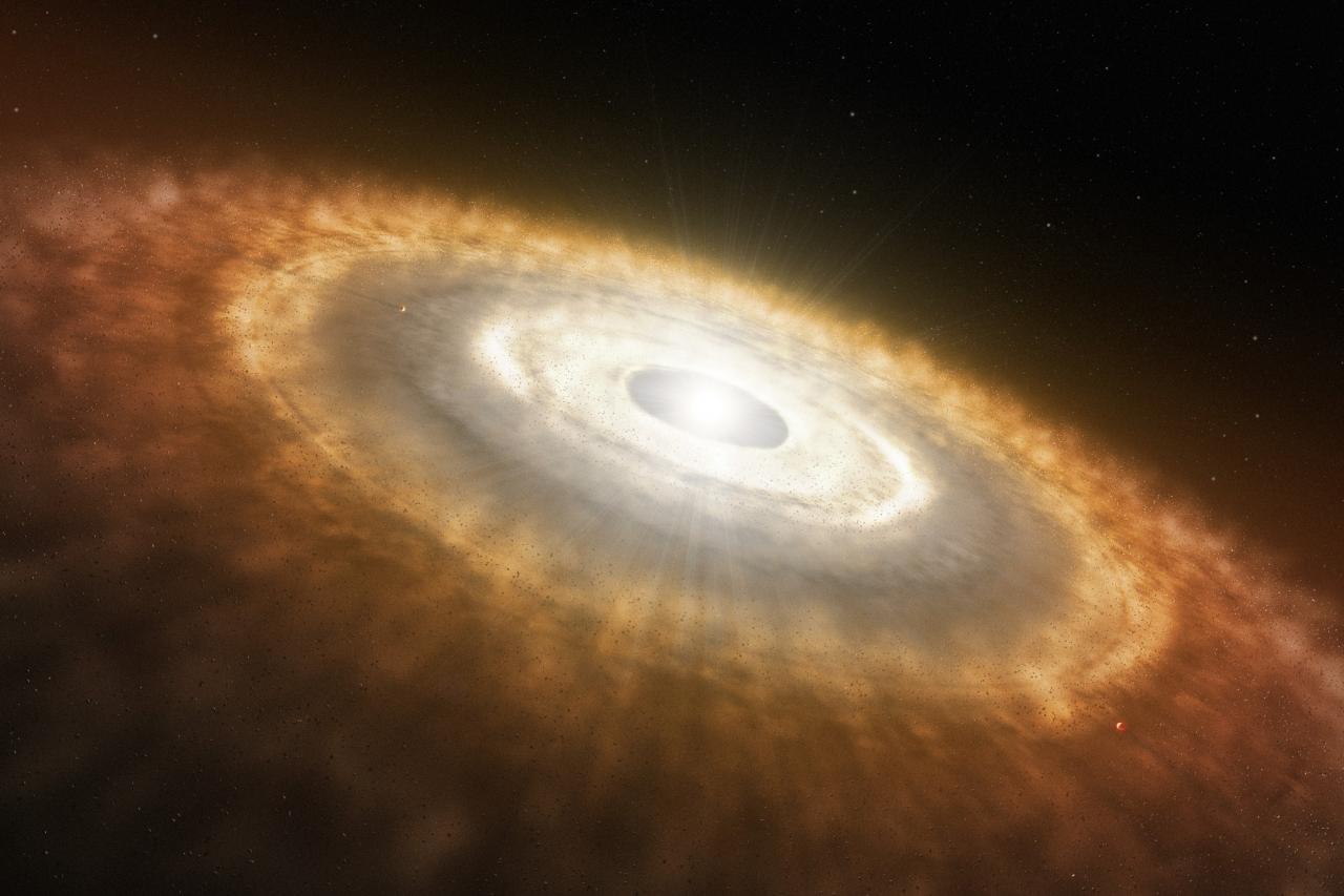 Concepción artística de un disco protoplanetario en torno a una estrella joven. Fuente: L. Calcada (ESO).
