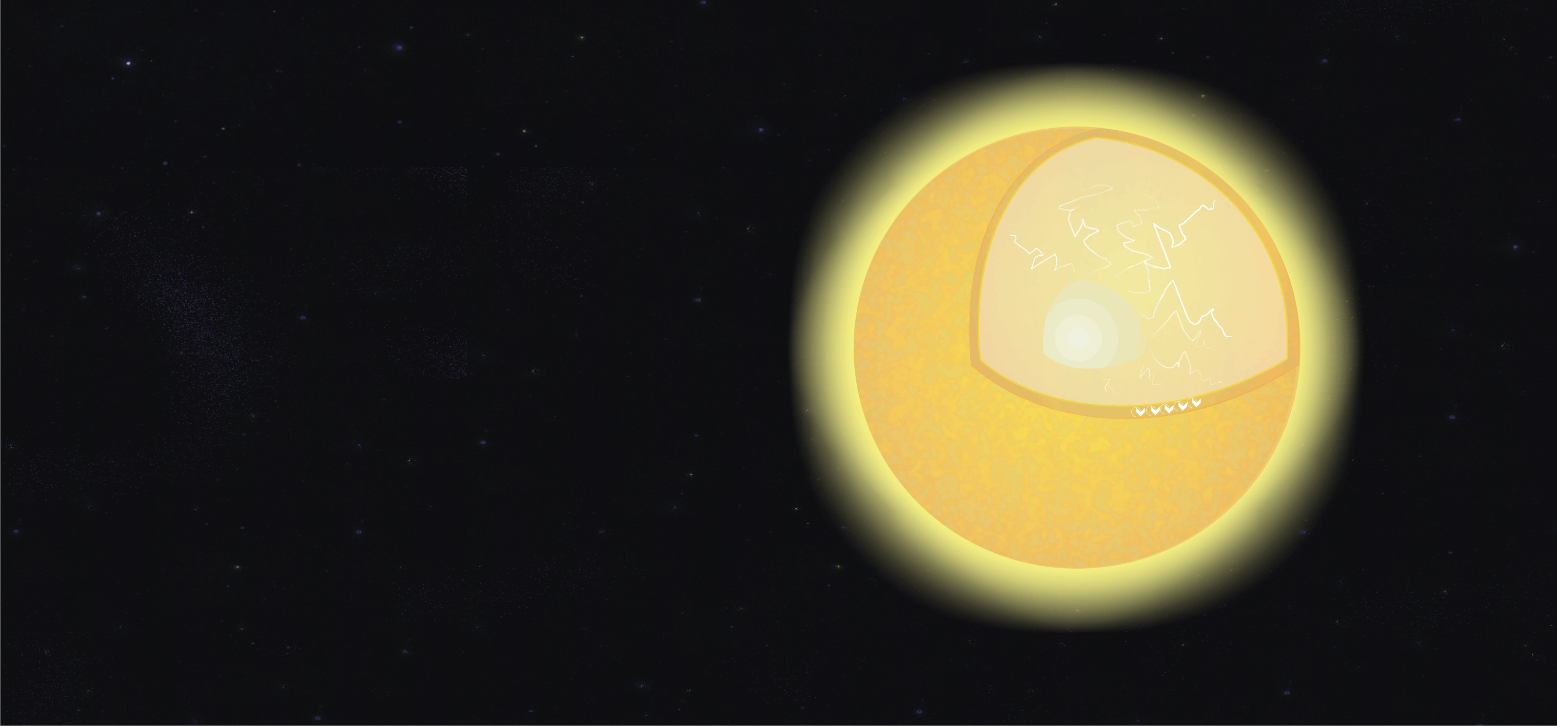 Estructura interna de una estrella delta-Scuti, que muestra un núcleo, una capa radiativa extensa y una capa convectiva muy fina (IAA).
