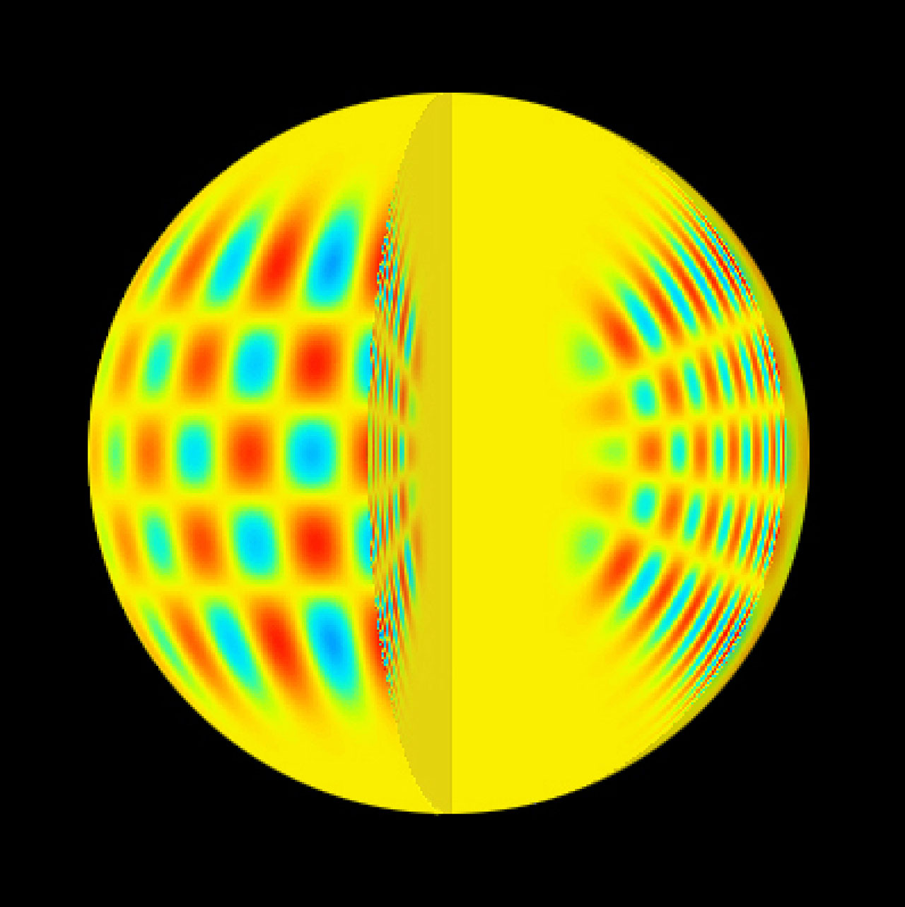 Representación de las ondas acústicas en una estrella. Fuente: ESO.