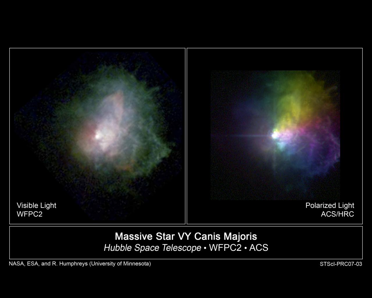 Estrella VY Canis Majoris fotografiada por el telescopio espacial Hubble.