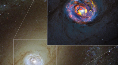 La galaxia NGC 1344, en imágenes del telescopio espacial Hubble y de ALMA. Fuente: ALMA (ESO/NAOJ/NRAO)/NASA/ESA/F.Combes